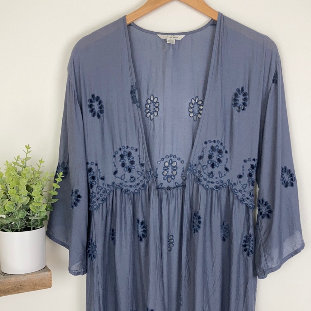 American Eagle Blue Long Kimono - Picture 3 of 16